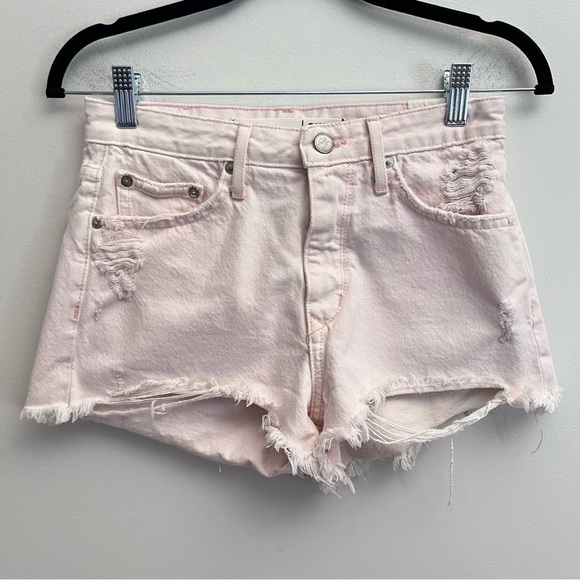 Lovers + Friends Amalfi pink Jack High Waisted Fringe Denim Shorts Size 25 - Picture 1 of 12